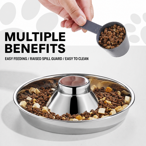 AmiHomey CalmFeast™ Slow Feeder Bowl – Stainless Steel Bowl for Cats & Dogs