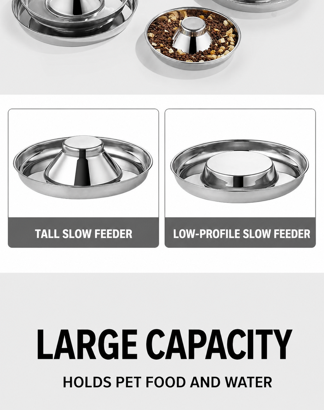 AmiHomey CalmFeast™ Slow Feeder Bowl – Stainless Steel Bowl for Cats & Dogs
