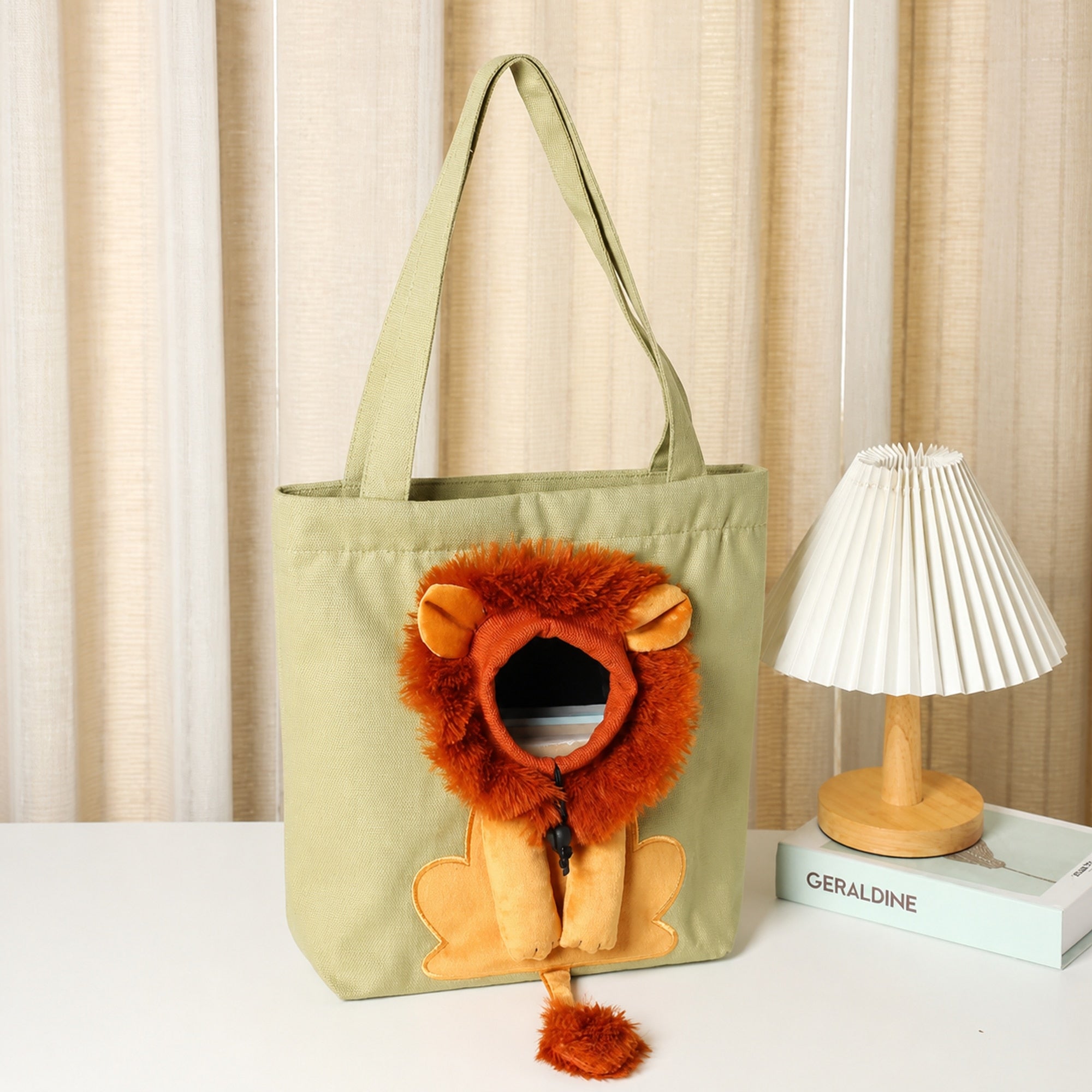 Lion Design Canvas Cat Carrier Bag